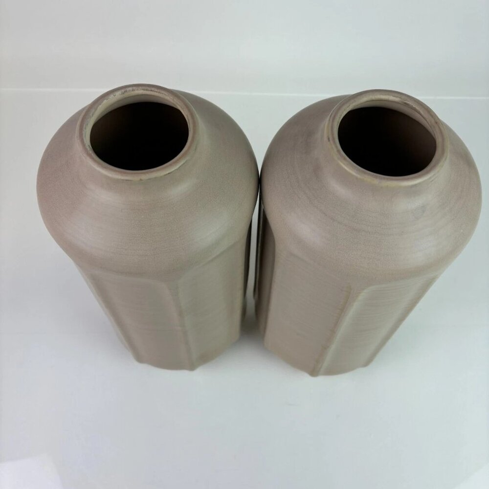 Lot of 2 - 13" Faceted Ceramic Vase Sunset Taupe - Hearth & Hand with Magnolia - Picture 2 of 11